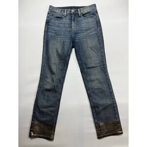 Rag & Bone Women's Metallic Ankle Straight Crop Blue Denim Jeans - 26 (27x27.5)